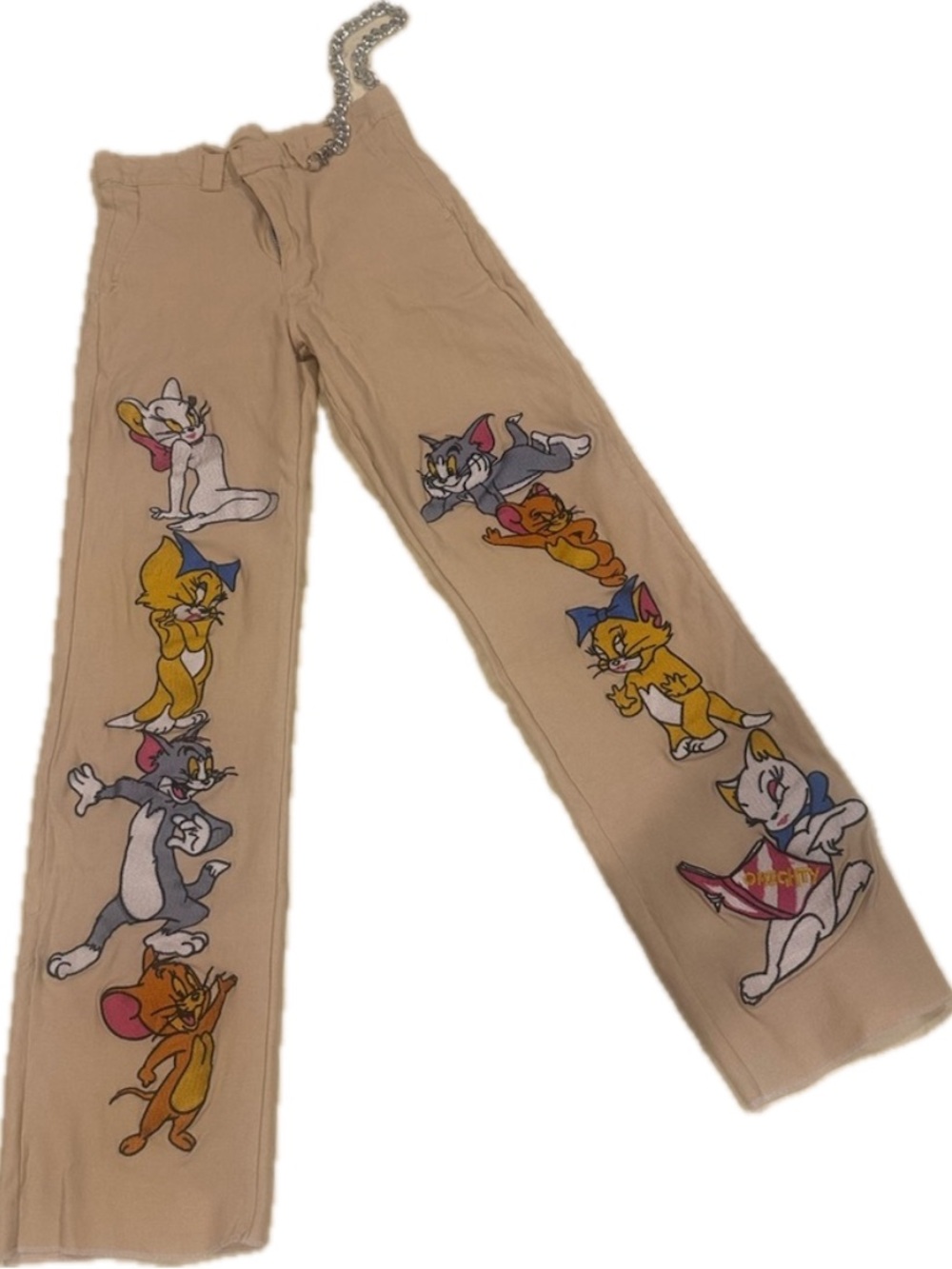 Omighty Beige bottoms with colorful Tom & Jerry character patches